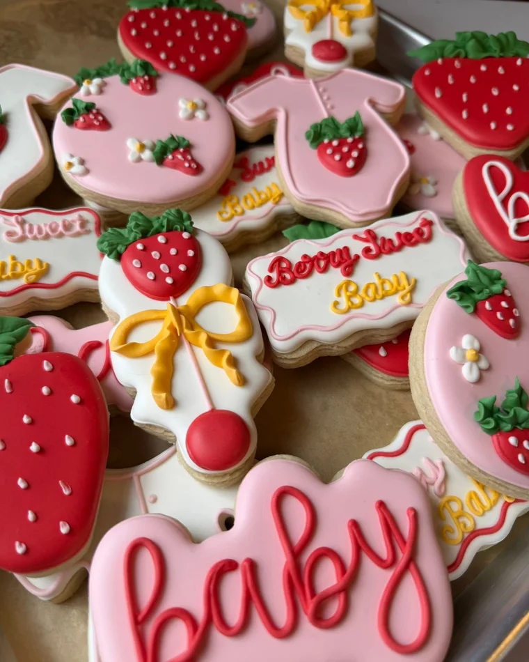 A decorated shower cookie set.