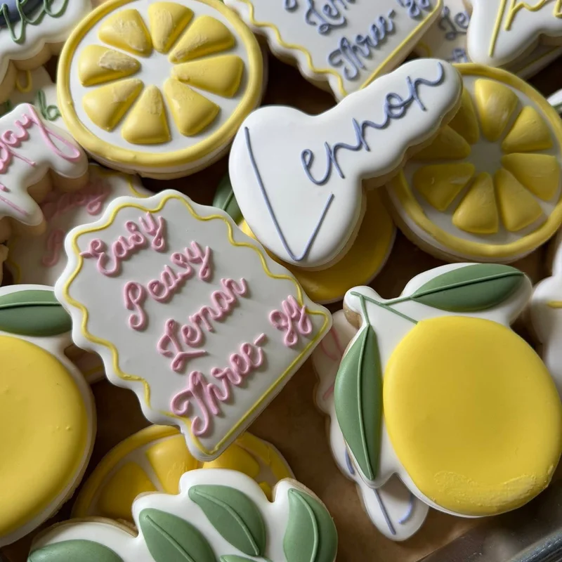 Lemon and citrus cookies for a bridal shower.